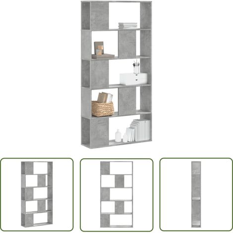 vidaXL Bücherregal 5 Böden Betongrau 80,5x23,5x162,5 cm Holzwerkstoff (1/5)