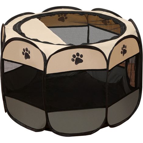 Tente pour animal domestique, Cage pliable en tissu Oxford anti-rayures, chambre de maternité pour chien et chat，S（gris）