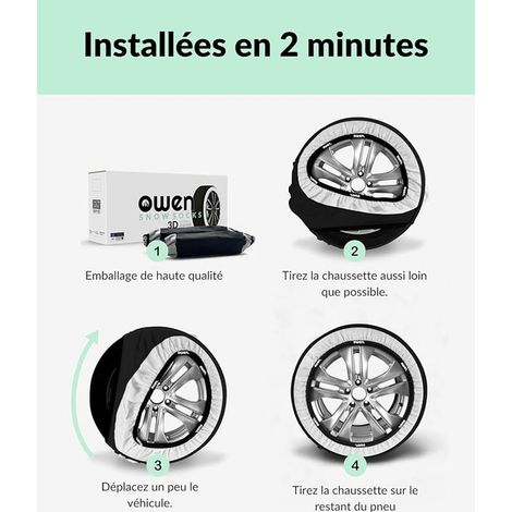 chaînes à neige textiles XS-XXL Tissu 3D pour traction sur neige et glace Protection Montage en (L) (1/3)
