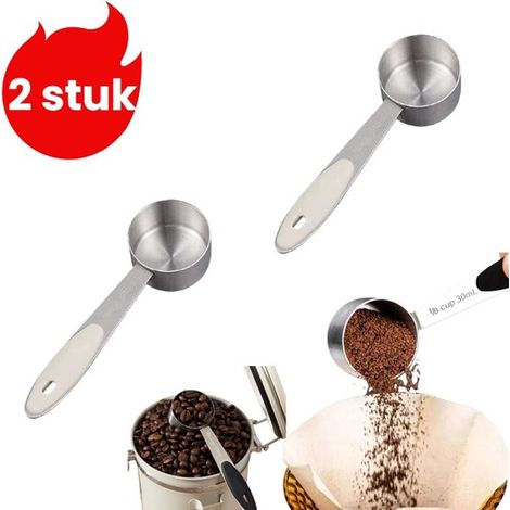 Set in acciaio inox da 2 pezzi: cucchiaino da caffè, cucchiaio dosatore, cucchiaio per latte in polvere, cucchiaio per chicchi di caffè, cucchiaio per latte e tè in polvere, color argento (1/5)