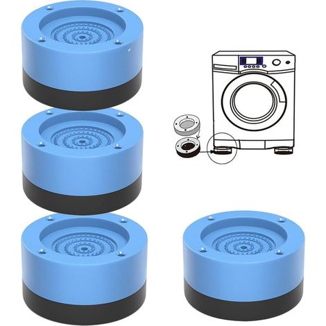 Pied Machine a Laver, 4PCS Tampons À Pied Machine À Laver, Patin Anti Vibration Machine à Laver Antidérapants et Réduisant, pour Machines à laver, Sèche-linge, Réfrigérateurs (Bleu, 3.5cm) (1/5)