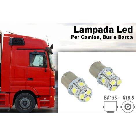 Coppia lampade LED BA15S 24V verdi Canbus R5W G18,5 8 SMD 5050 (1/3)