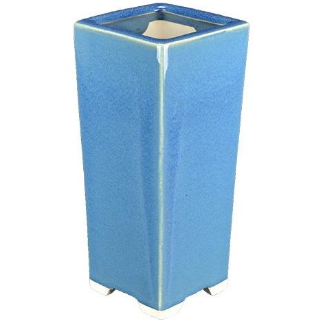 Vaso per bonsai quadrato (stile a cascata) in gres smaltato azzurro 7,5x7,5x20,5 cm - YM11A
