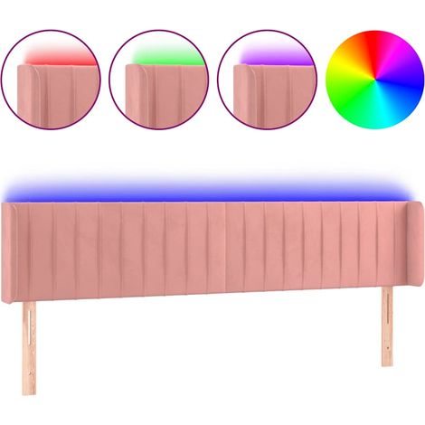 Maison Exclusive - Cabecero con LED de terciopelo rosa 163x16x78/ (1/5)