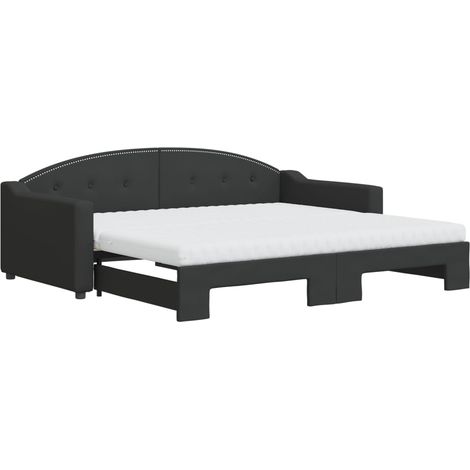 Maison Exclusive - Lit de jour avec gigogne et matelas noir 90x190 cm tissu