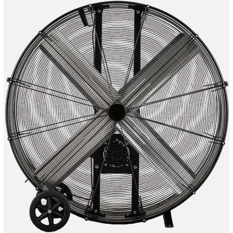 ABRILA - Ventilador Industrial Maximum 800W Negro  2 Velocidades  4 Aspas Aerodinámicas  Con Ruedas  129,5x127x46 cm