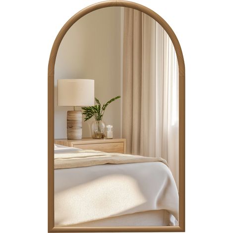 Miroir mural arche 110 x 65 cm THESEE bois marron foncé (1/5)