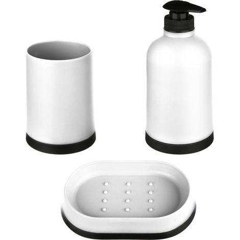 Juego de baño 3 piezas polipropileno: dispensador jabon, vaso y jabonera