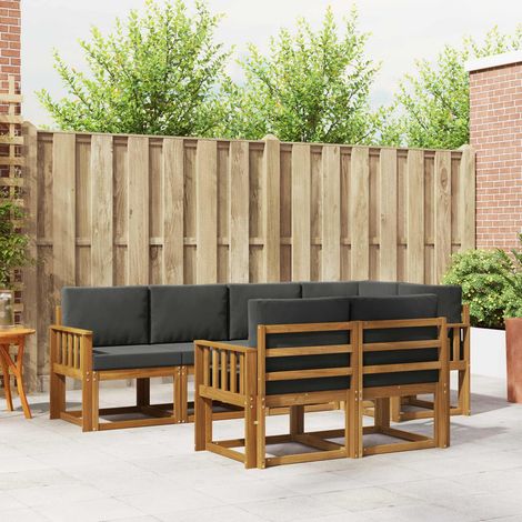 vidaXL Outdoor-Sofagarnitur mit Kissen 7 pcs Natur und Anthrazit (1/5)