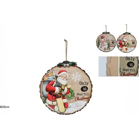 Appendno Decorativo Natalizio Tronco con Calendario Avvento 29 cm Vari Decori