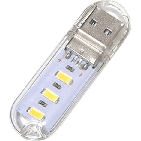 Mini-USB-Leselampe mit 3 LEDs, warmweißes Licht (1/5)