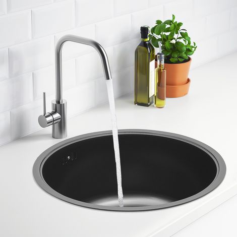 Edelstahl Küchenspüle rund 40cm Einbauspüle mit Zubehör Spülbecken Küche