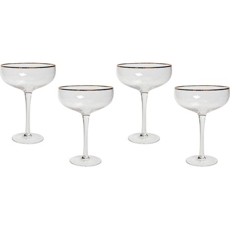 Conjunto de 4 copas Pompadour de champán sopladas a mano borde dorado 45 cl Topaz (1/5)