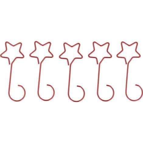 20 Pièces Crochets D'ornement de Noël Crochets en Fil Métallique en Acier Inoxydable en Forme D'étoile Crochets Décoratifs en S pour la Maison Jardin Cour Décor de Vacances(Rouge) (1/5)
