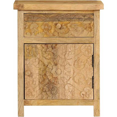 Table de chevet adulte, Table d'appoint Bois de manguier massif 40x30x50 cm SH9568 (1/5)