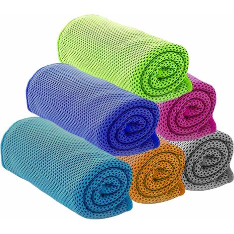 Serviette rafraîchissante en microfibre - 6,80 x 30 cm, idéale pour la randonnée, le tennis et les voyages. Lot de 6. (1/5)