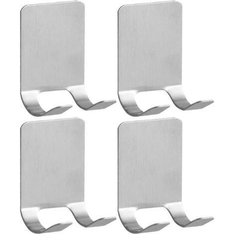 Ganci adesivi Razor per doccia, 4 pezzi, ganci adesivi in acciaio inossidabile, porta asciugamani per bagno e cucina, non richiedono foratura, argento