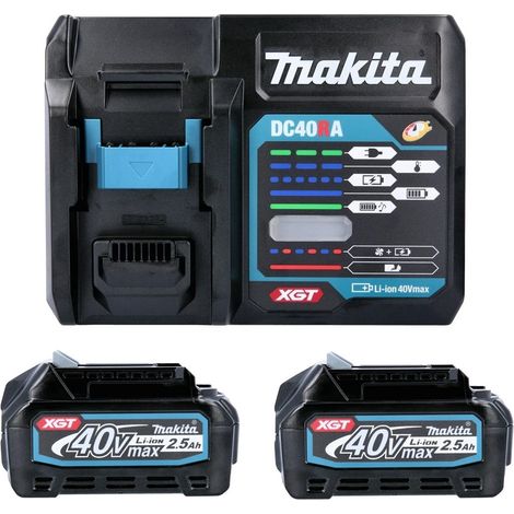 Makita BL4025 X 2 40V Max 2.5Ah Li-ion XGT Battery + DC40RA Fast Charger