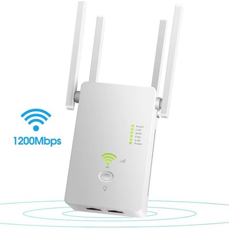 [NON UTILIZZATO] L'amplificatore di segnale dell'extender di portata WiFi copre fino a 2640 piedi quadrati e 25 dispositivi, ripetitore WiFi dual-band fino a 1200 Mbps con porta Ethernet, amplificator