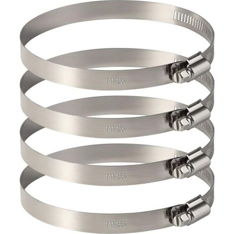 Lot de 4 Colliers de Serrage Tuyau en Acier Inoxydable - Ajustables pour la Fixation de Durites Souples (141mm-165mm) (1/5)