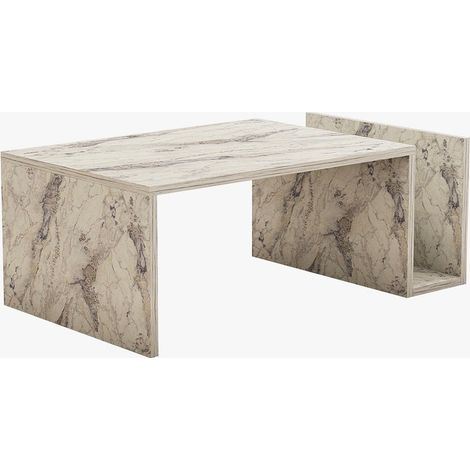 NOAH Table basse rectangulaire couleur marbre avec rangement intégré (1/5)