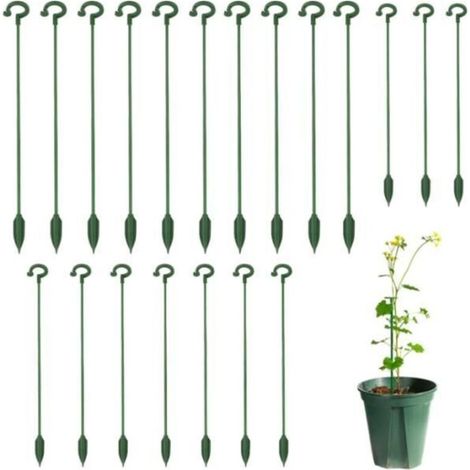 Plant Tutor - Set of 20 Plant Stakes - 17cm/27cm - White and Green Plastic (1/4)