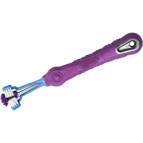 Brosse à dents pour animaux de compagnie à 3 côtés, fournitures multi-angles pour chiens et chats, pour le nettoyage buccal, violet (1/5)