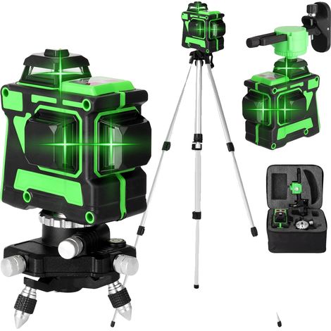 Niveau Laser, 12 Lignes Laser, Hauteur Réglable de 1,2M, Base Rotative à 360°, Étanche, Mécanisme de Réglage Fin (1/5)