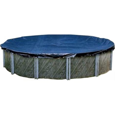 1 Bâche d'hiver ronde 5,5 m, polyéthylène laminé, rebord 90 cm, œillets métalliques, pour piscine hors sol (1/5)