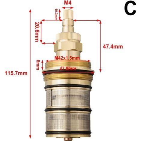 Robinet de douche de remplacement en laiton avec contrôle de température, cartouche thermostatique pour salle de bain et cuisine (1/3)