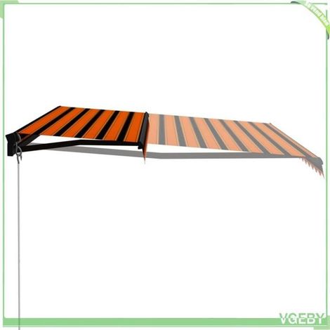 Auvent rétractable manuel - FAFEICY - 3055195 - 450x300 cm - Polyester anti-UV - Cadre aluminium (1/5)