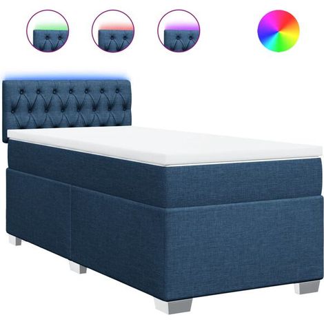 Cadre de lit en tissu, matelas inclus, bleu, 80 x 200 cm (1/5)