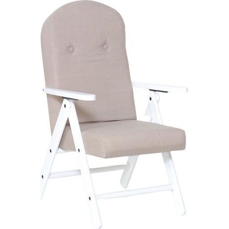 Poltrona Palmarola Regolabile 4 Posizioni in Tessuto Beige e Struttura Bianca – Comfort Classico e Relax Quotidiano