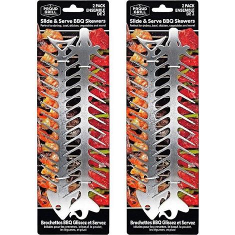 Fourchettes à barbecue - - Lot de 4 pièces - Acier inoxydable - Support à chevrons - Design innovant (1/5)