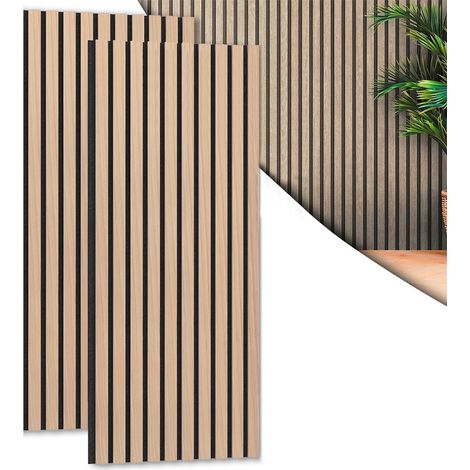 Kit 2 Pannelli Acustici Fonoassorbenti 60x120cm Quercia in Legno 3D da Parete (1/5)