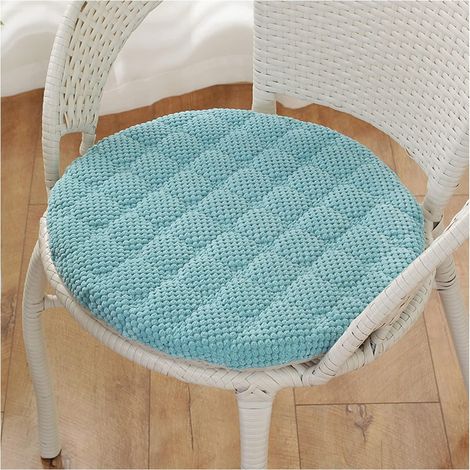 Coussin pour Chaises de Cuisine Ronds, Galette de Chaise Déhoussable et Lavable, Coussin pour Chaise Salle à Manger 43x40cm, Confortable Coussins de Siège avec Sangles de R(Size:40cm,Color:Bleu clair) (1/5)