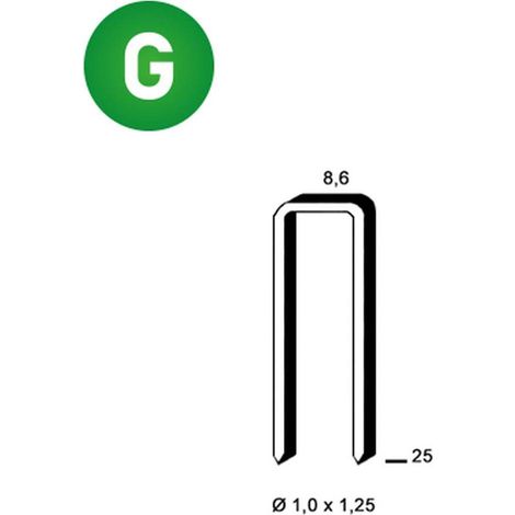 10 000 Agrafes H-25 - Galvanisées - 8.6x25x1x1.25 mm - D-Work