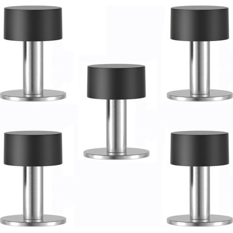 Butées porte adhésives acier inoxydable 60mm avec caoutchouc lot de 5 (1/5)