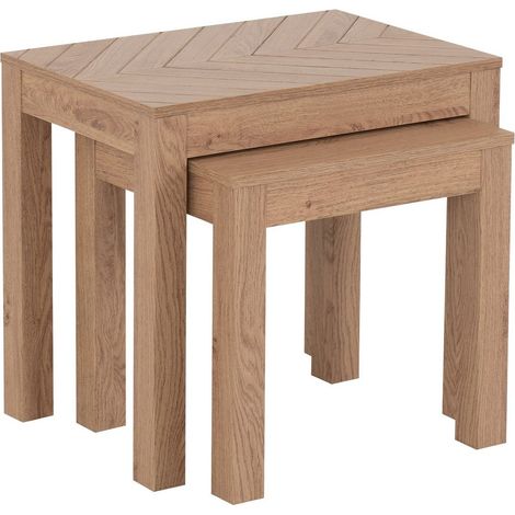 Leon Nest of 2 Tables - L39 x W51 x H56 cm - Medium Oak