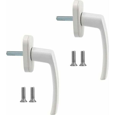 Set di 2 robuste maniglie per finestre in alluminio bianco, adatte a finestre e porte standard per balconi. (1/3)