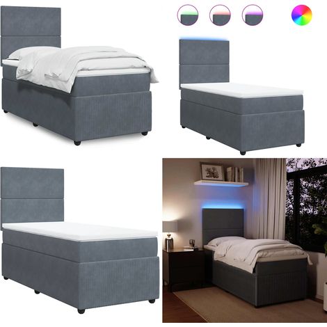 vidaXL Boxspringbett mit Matratze Dunkelgrau 100x200 cm Samt (1/5)