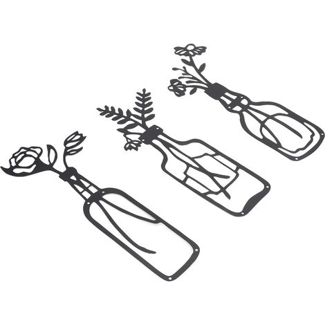 Ensemble de 3 vases en métal avec fleurs décoratives, élégants et résistants à la rouille, faciles à installer, pour l'intérieur. (1/5)