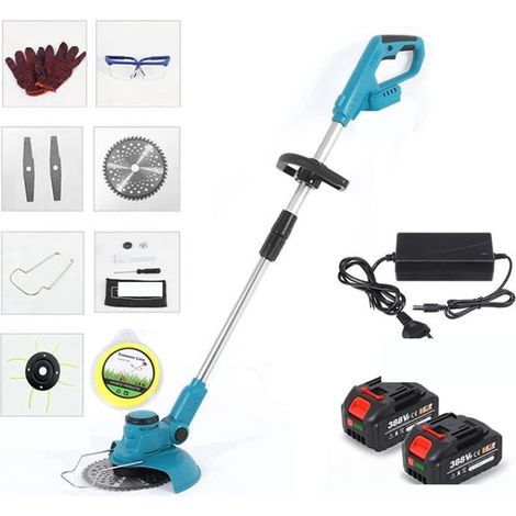 Tondeuse à Gazon électrique sans Fil de 8 Pouces Moteur sans Balai Coupe-Herbe Longueur réglable Angle télescopique élagage Outils de Jardin Roue (Color : 2 Battery Set, Size : D) (1/5)