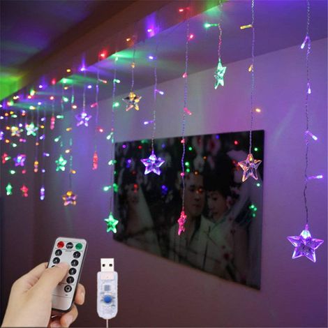 Guirlande Lumineuse LED - 1,5 M X 0,5 M - 48 Led - Forme Etoile - Alimentation Usb - 8 Modes - Ip44 - Pour Jardin Terrasse Fete - 1 Unite (1/5)