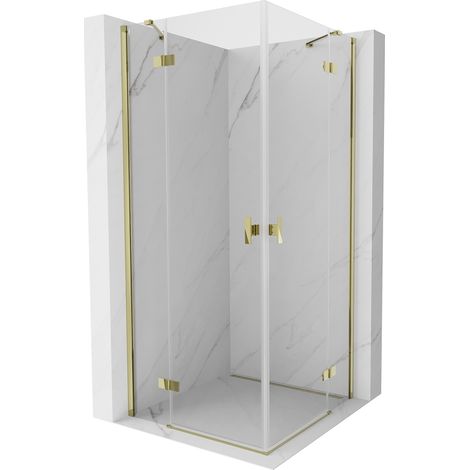 Mexen Mist H Duo cabine de douche battante 85 x 85 cm, transparent, dorée - 8A5-085L-085P-50-00 (1/5)
