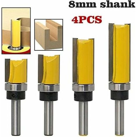 4PCS Fraise à copier, Routeur de Fraise à Bois queue 8mm lame 38mm en Acier Allié Haute Qualité pour travail du bois Massif/Panneau de Particules (1/5)