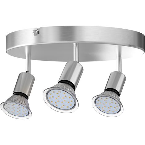 Monzana LED Deckenstrahler Spotleuchte 1 2 3 4 flammig schwenkbar GU10 inkl Leuchtmittel Deckenlampe Deckenleuchte   3 Flammig rund