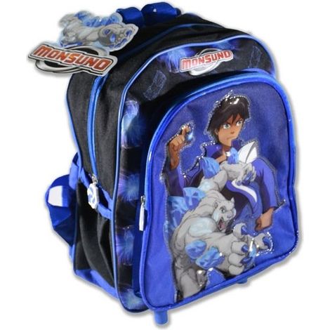 Trolley Kindergarten Monsumo Sac à Dos Avec Poche Frontale Pvc Fermeture à Glissière Couleur Bleu