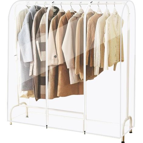 Housse transparente pour tringle à vêtements avec fermeture éclair solide et poche à documents housse penderie,Portant Non Inclus (1/5)
