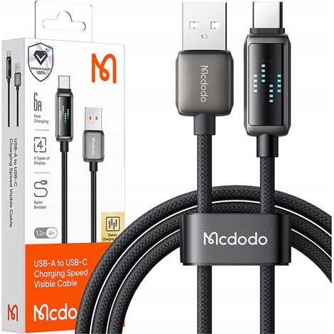 Câble USB-C Mcdodo à charge rapide pour Samsung et Xiaomi, type C, 6 A, 100 W, 1 m, LED (1/5)